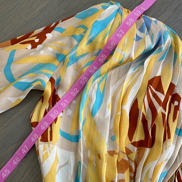 Bronx and Banco Jafari Isla Dress Yellow One Shoulder Maxi Floral Cut Out Sz XS - Picture 11 of 11